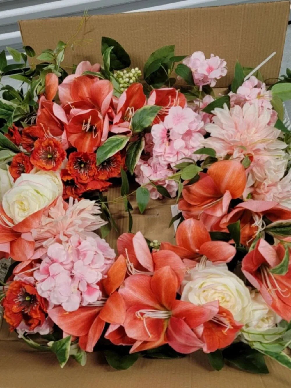 Grandin Road Summer Heat Pink Floral Wreath 28